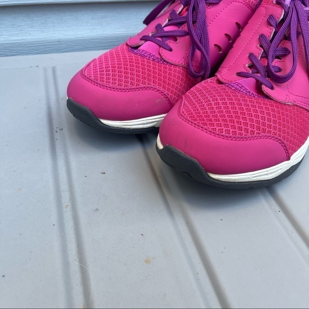 Vionic Benture Sneakers Fuchsia Pink Lace Up Comfort Shoes Mesh Leather Size 11 - Picture 3 of 13